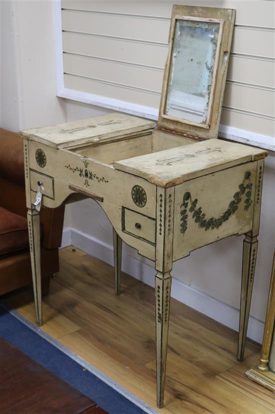 A French painted dressing table, 19th century W.81cm